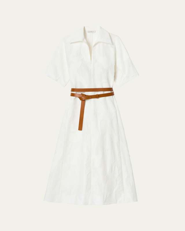 Belted Fil Coupe Midi Dress